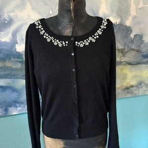 Medium Soft Black Cardigan with Pearl embellishments